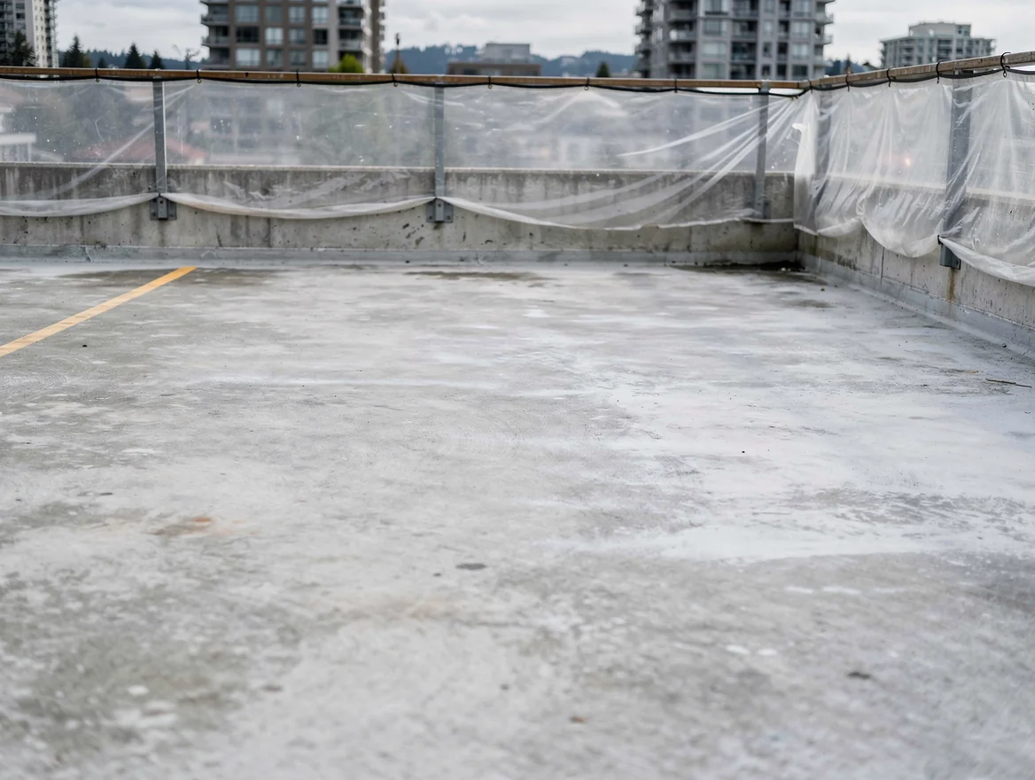 Cleaned concrete parkade deck in Mount Pleasant, Vancouver by Vancouver Pro Sandblasting