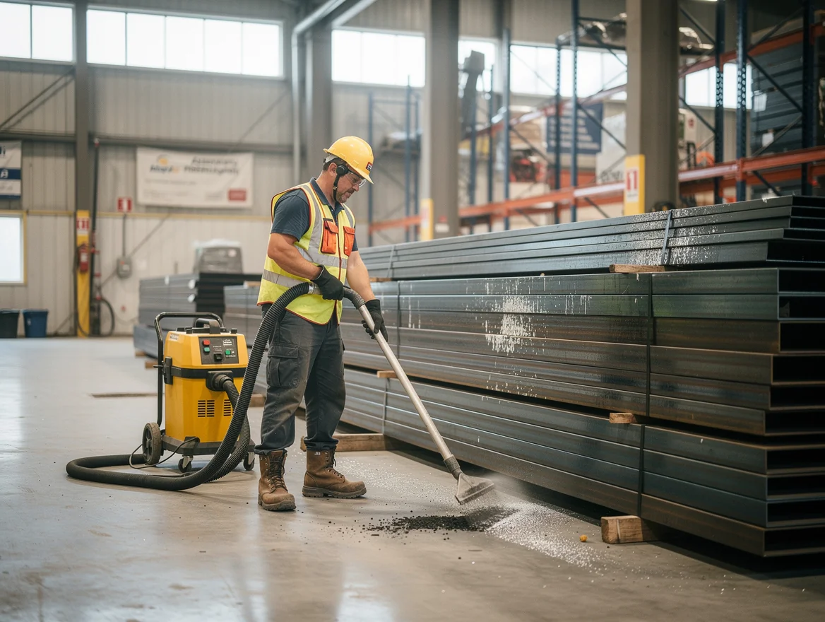 Cleaning up after industrial coating prep
